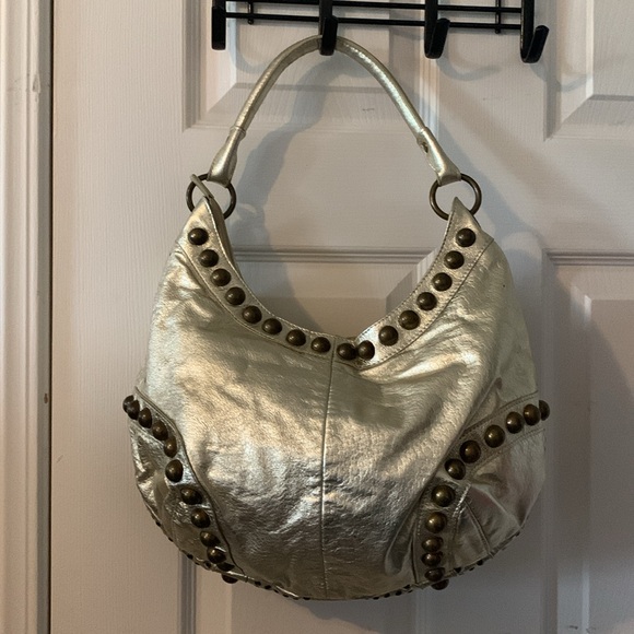6. Danier Gold Leather Boho Bag - Vintage - Picture 6 of 9